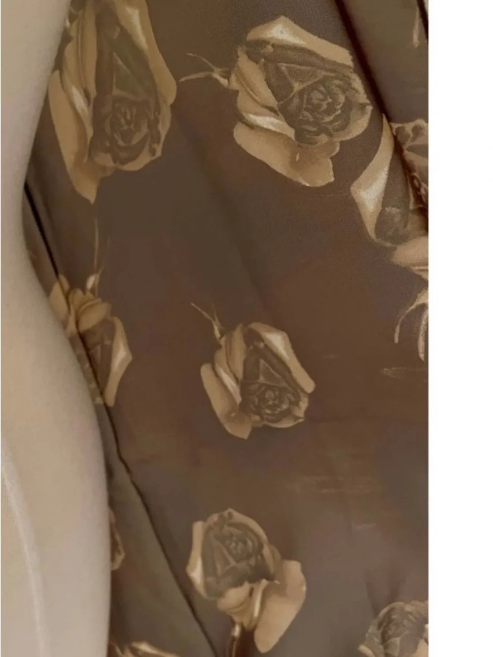 Vintage Sheer Brown Rose Scarf Long Floral Oblong Made in Korea